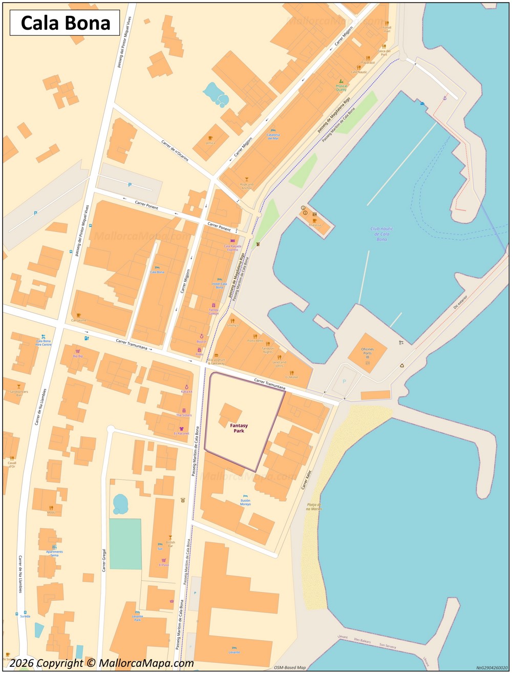 Mapa del centro de Cala Bona
