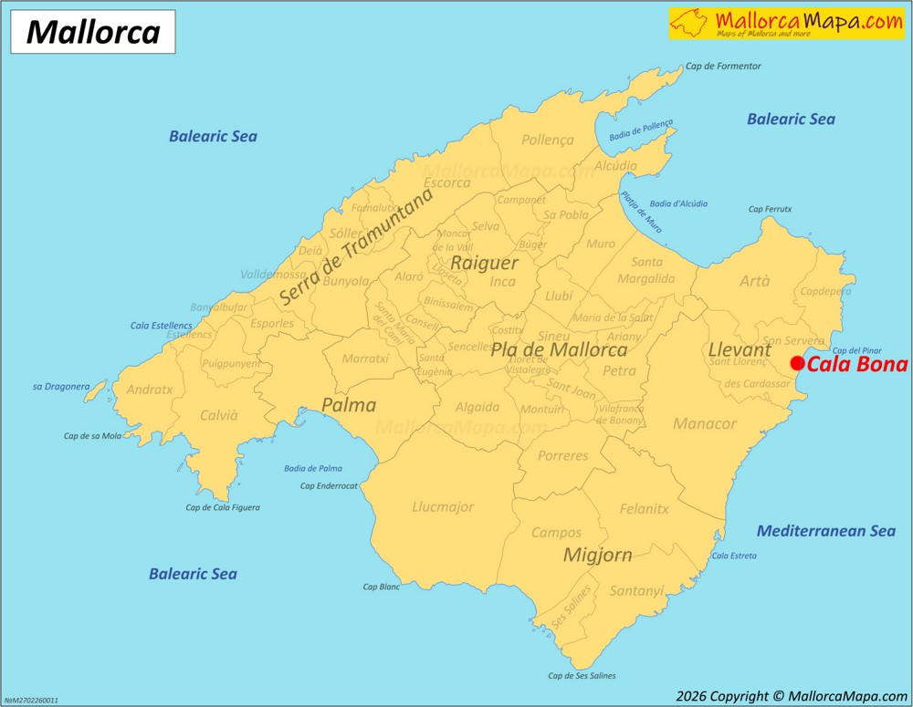 Dónde se encuentra Cala Bona en Mallorca