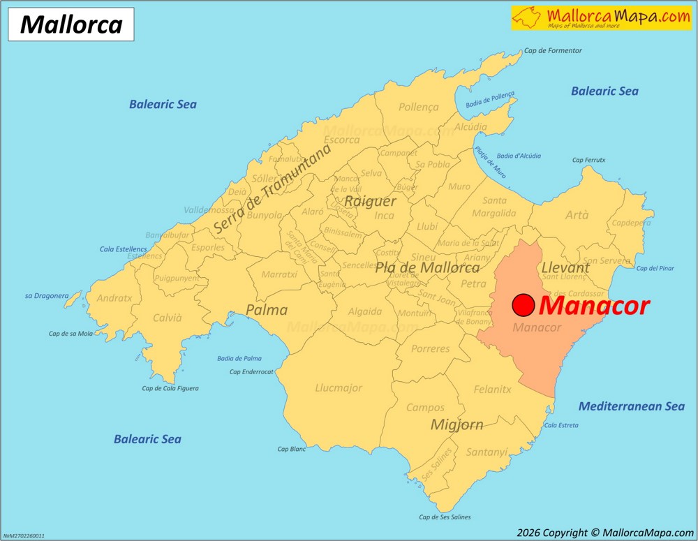 Dónde está Manacor en Mallorca