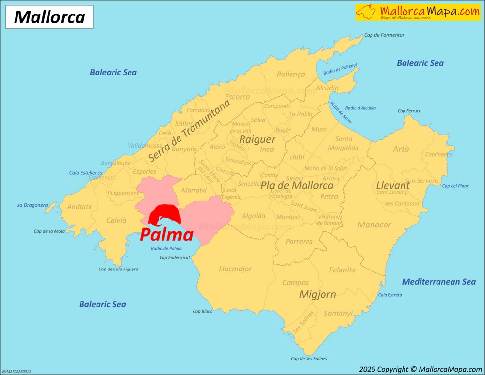 Where is Palma de Mallorca on Mallorca