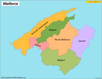 Mapa de Comarcas de Mallorca